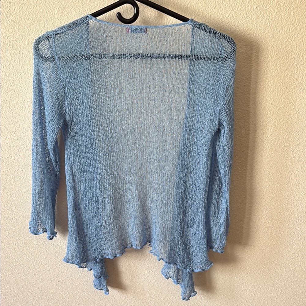 Powder Blue Open-Front Cardigan Sweater - Picture 4 of 4